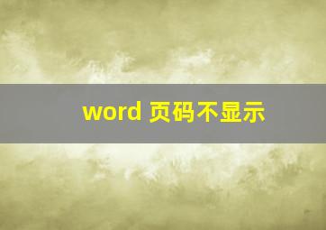 word 页码不显示